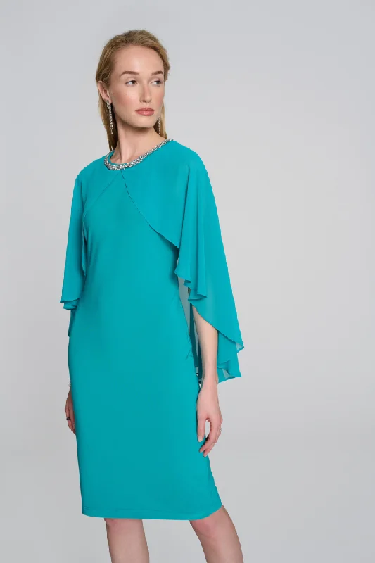 Silky Knit and Chiffon Cape Dress Soft fabric unclassified dresses