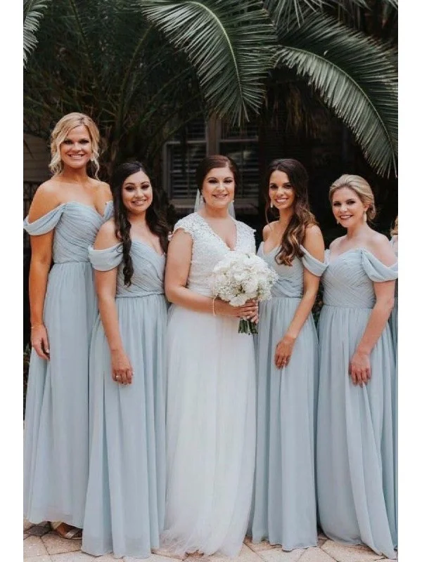 Simple A-line Light Blue Chiffon Bridesmaid Dresses, A-line Bridesmaid Dresses, Popular Bridesmaid Dresses Trendy new unclassified dresses