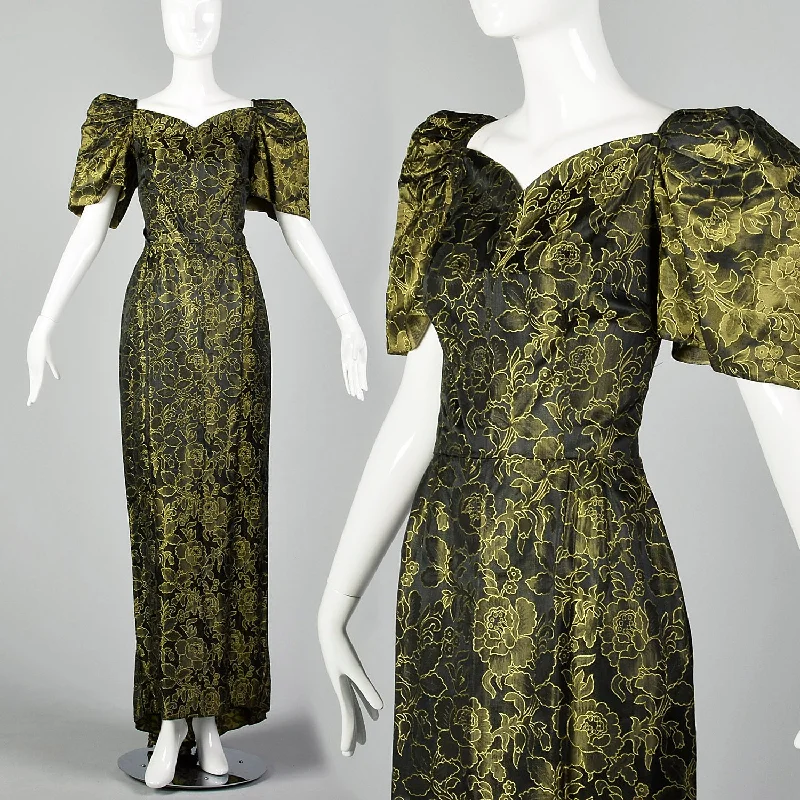 Small 1940s Damask Evening Gown Beach unclassified dresses