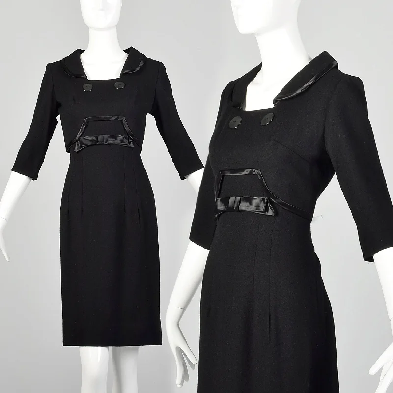 Small 1950s Black Collared Dress Best-selling unclassified dresses