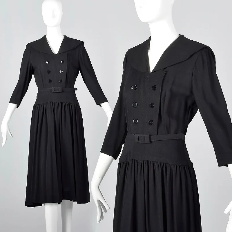 Small 1950s Black Drop Waist Dress Engagement unclassified dresses