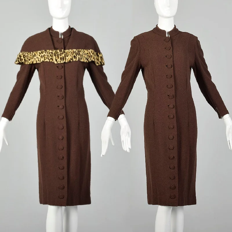 Small Early 1940s Knit Dress and Capelet Set Embroidered unclassified dresses