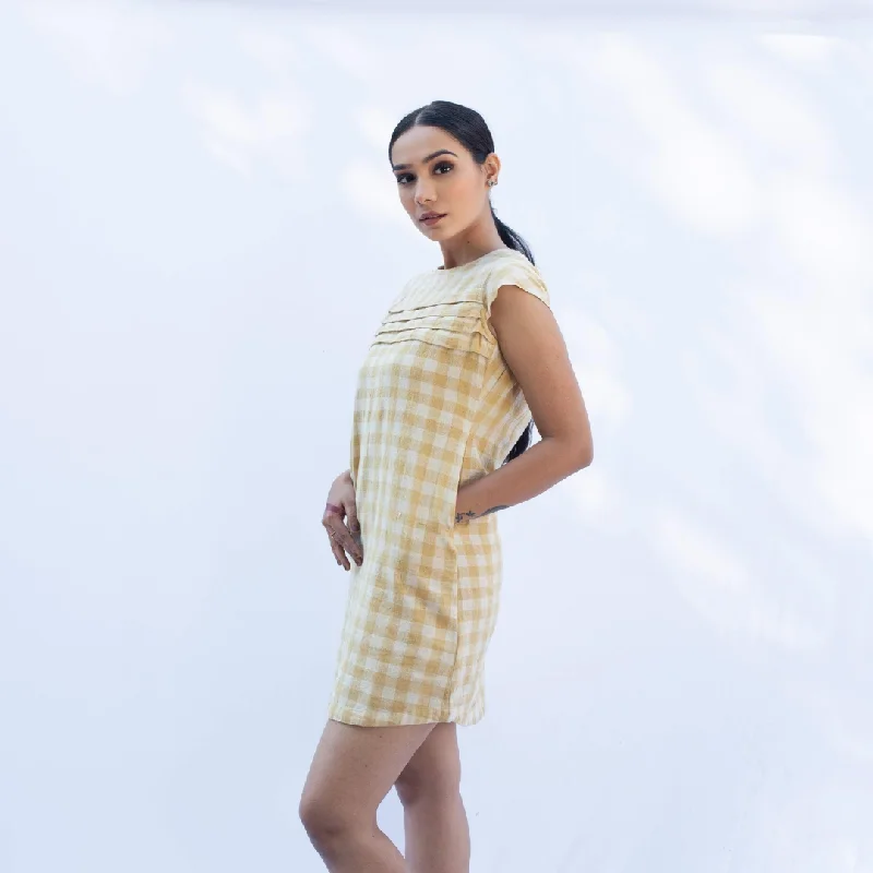 SOMA Yellow Check Kala Cotton Dress Stretchy unclassified dresses