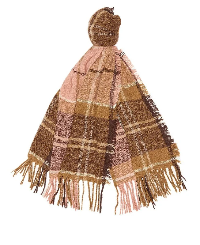 Tartan Bouclé Scarf - Chocolate Tartan Vacation unclassified dresses