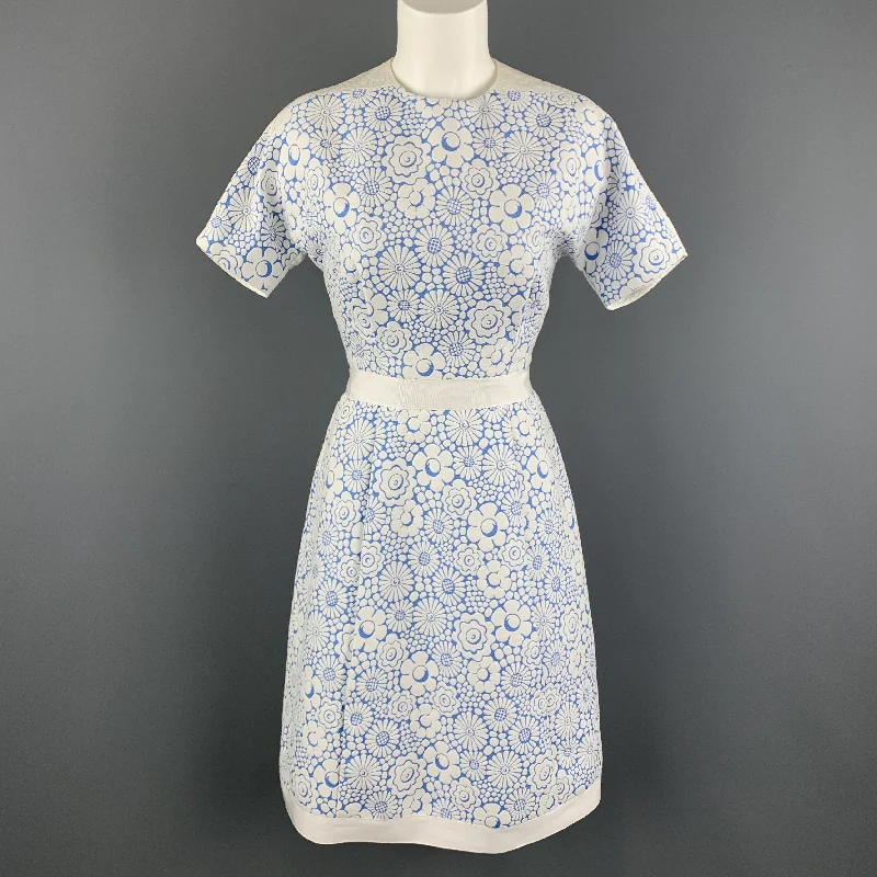 THOM BROWNE Spring 2013 Size 2 White & Blue Floral Dress Bodycon floral dresses