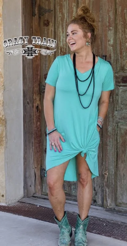 Turquoise Druzzy Pocket Dress Short unclassified dresses