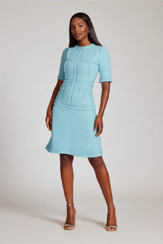 Tweed Dress with Metallic Trim Tiered unclassified dresses