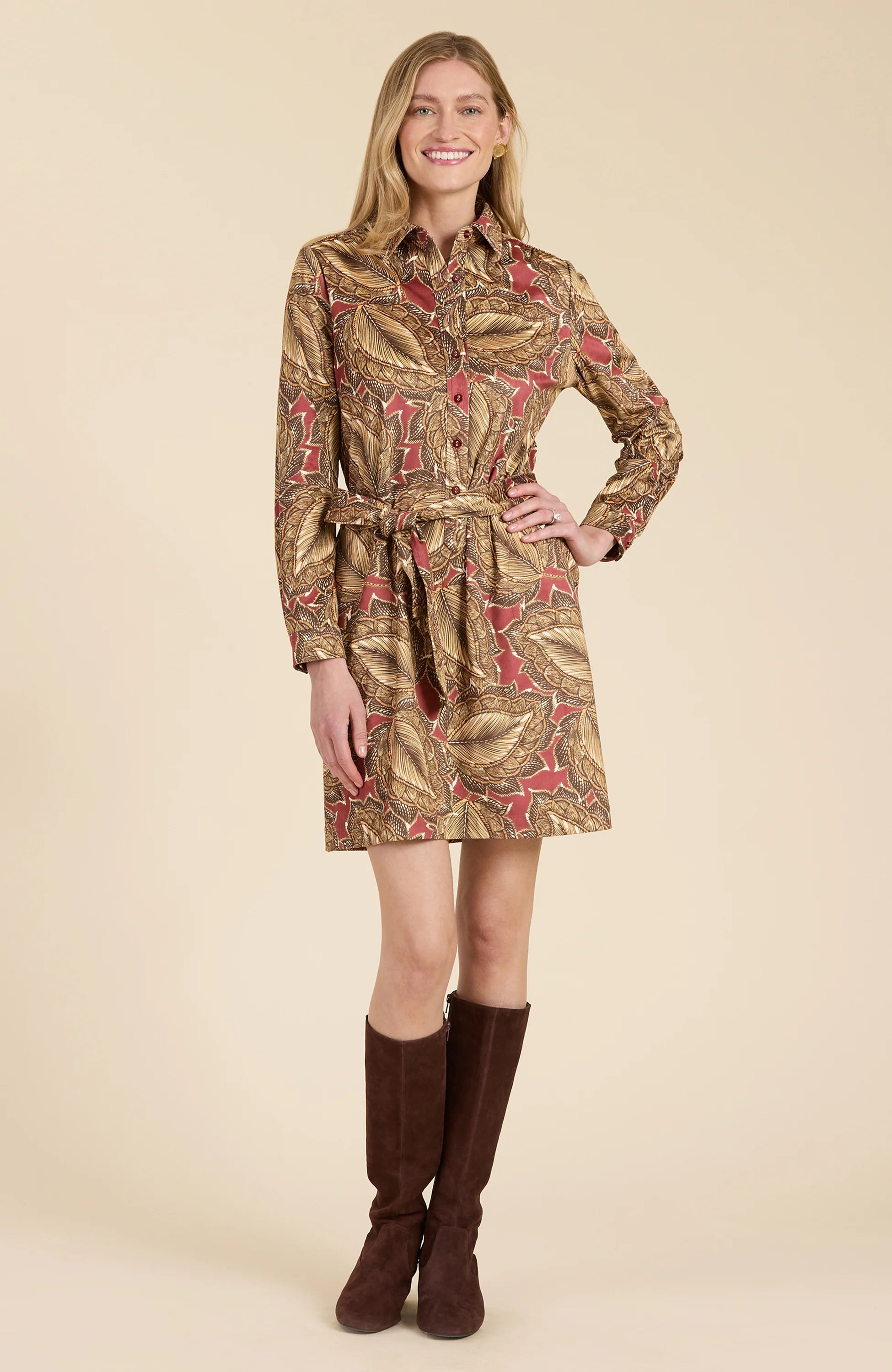 Ziva Leaf Dress (Tobacco Leaf) Bold pattern unclassified dresses