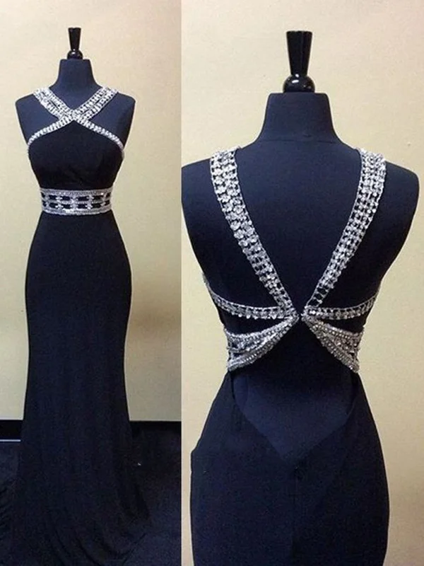 Unique Sleeveless Navy Blue Prom Dresses, Navy Blue Formal Dresses Festival unclassified dresses