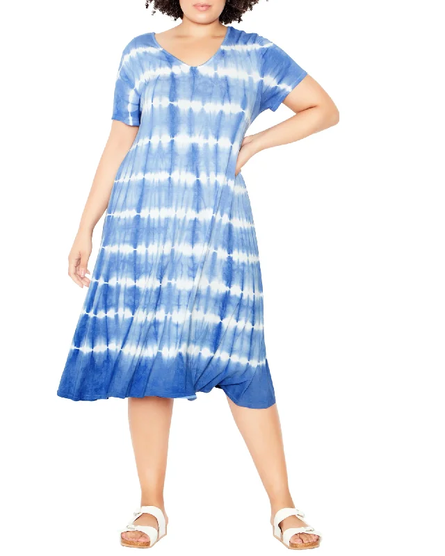 Veda Crossback Knit Dress | Azure Blue / White Smocked unclassified dresses