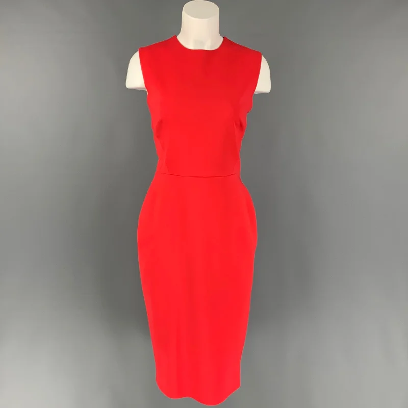 VICTORIA BECKHAM Size L Red Cotton Blend Sheath Dress Stretchy unclassified dresses