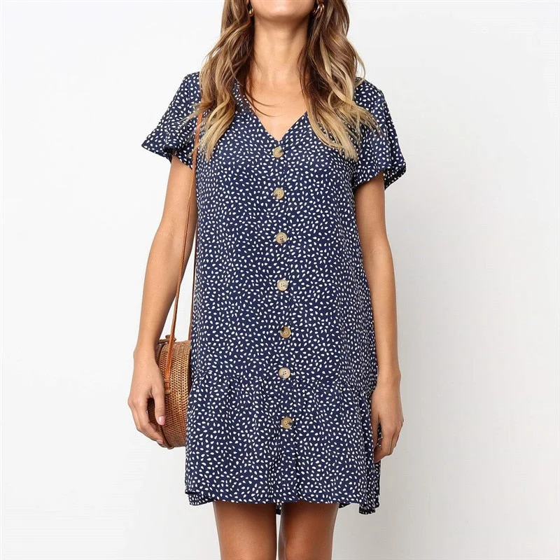 Women Dresses Bohemian Ruffled Dot Preppy unclassified dresses