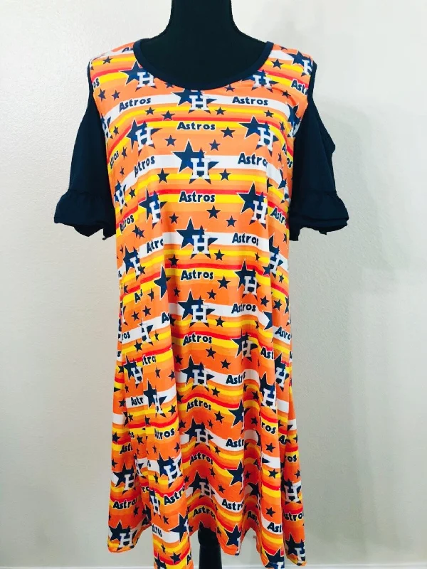 Women's Houston Astros Cold Shoulder Dress Tiered unclassified dresses