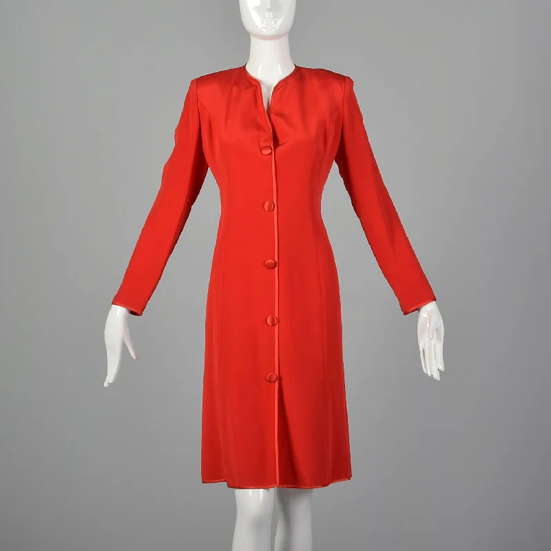 XL 1980s Red Shift Dress Silk unclassified dresses