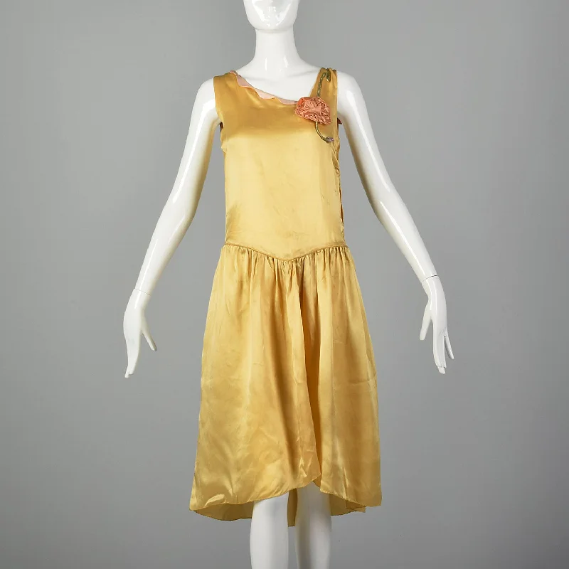 XS 1920s Yellow Dress Backless unclassified dresses