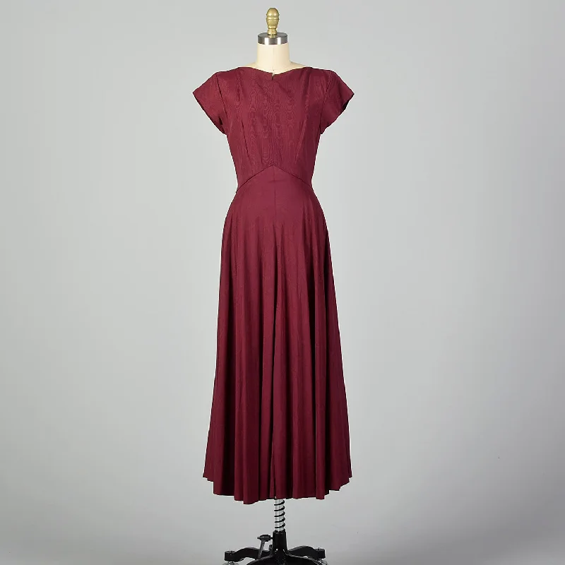 XS 1940s Burgundy Red Dress High-low unclassified dresses