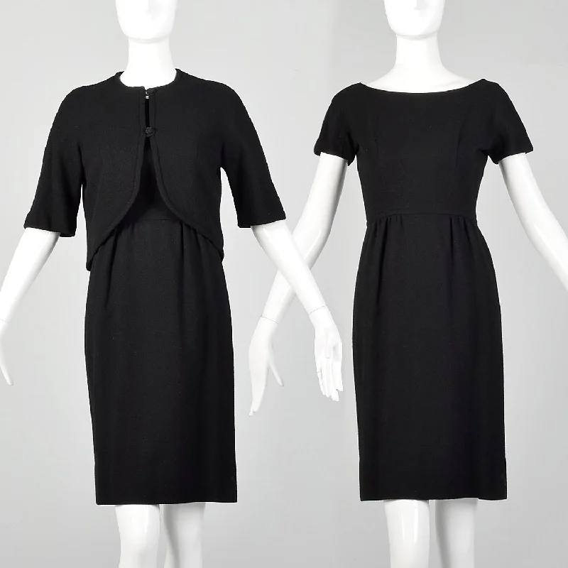 XS 1960s Black Dress Set and Matching Jacket Tulle unclassified dresses