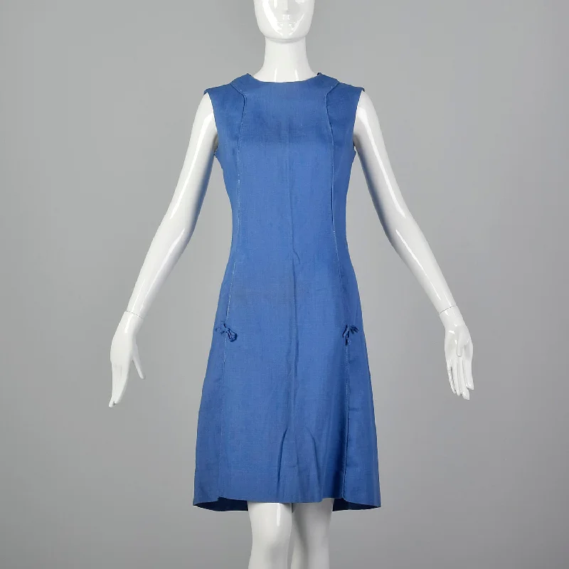 XS 1960s Blue Shift Dress Halter unclassified dresses