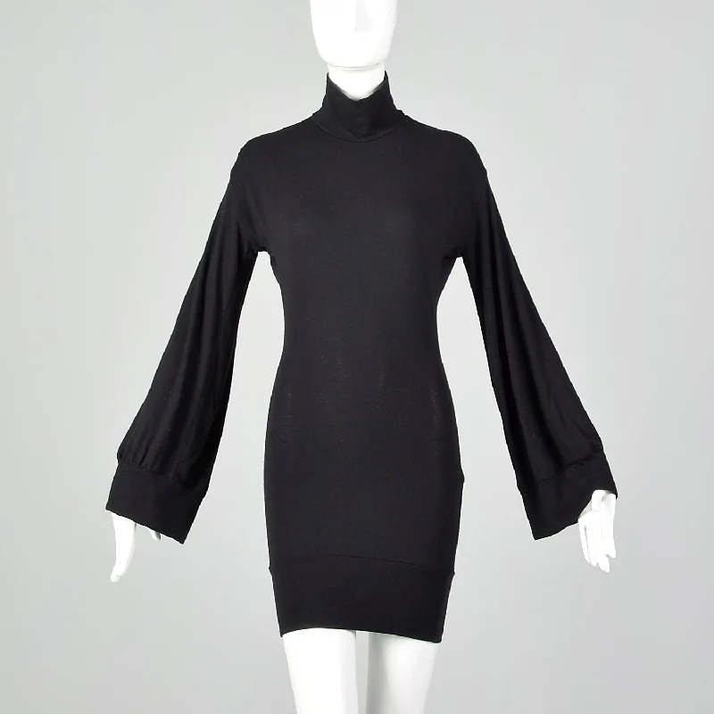 XS Yohji Yamamoto Sexy Black Bell Sleeve Dress Pastel unclassified dresses