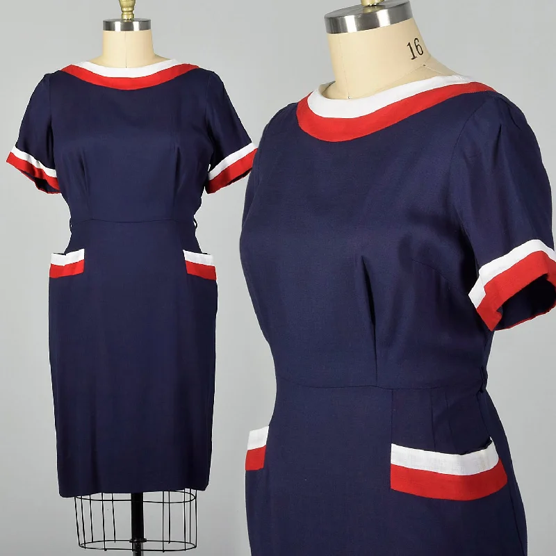 XXL 1950s Red White and Blue Day Dress Vintage unclassified dresses