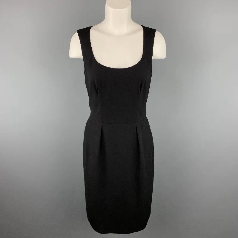 YVES SAINT LAURENT Size 6 Black Wool / Elastane Shift Dress Neutral tone unclassified dresses