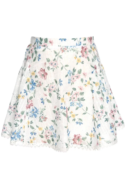 Floral Flared Mini Skirt Sexy Leather Skirt