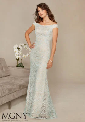 Mori Lee  71301 Beaded Venice Lace Evening Dr Lace Detail Gown