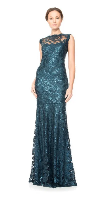 Tadashi Shoji Paillette Embroided Lace Gown Lace Shift Dress