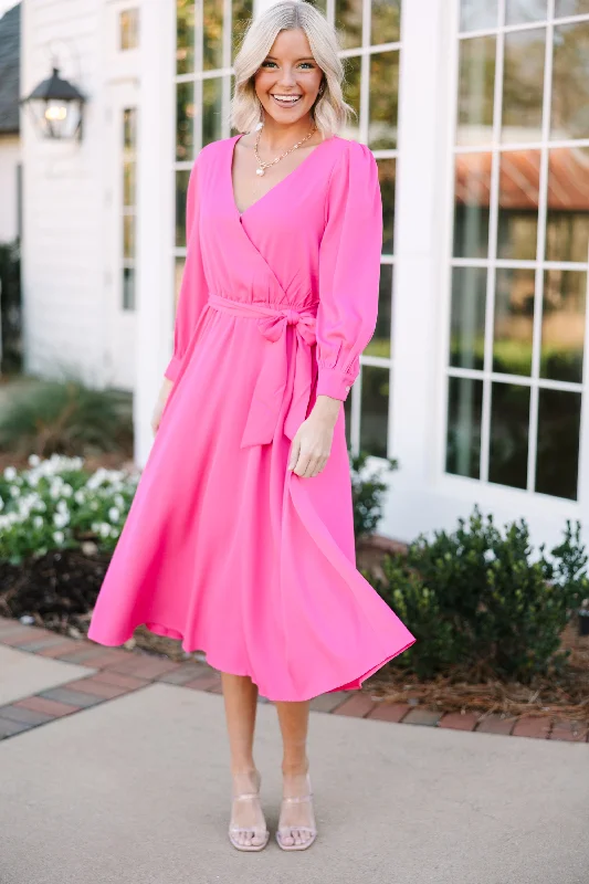 All About You Fuchsia Pink Midi Dress Midi Skirt Fashion