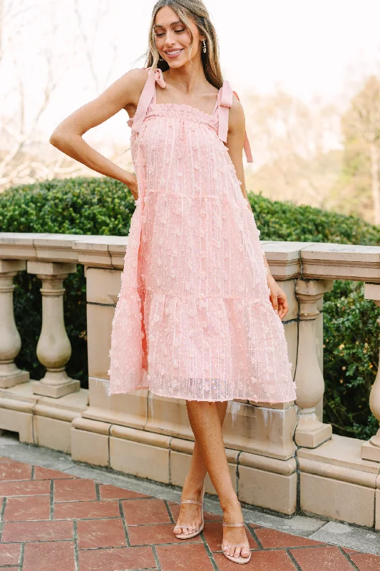 All You Love Blush Pink Textured Midi Dress Everyday Midi Skirt