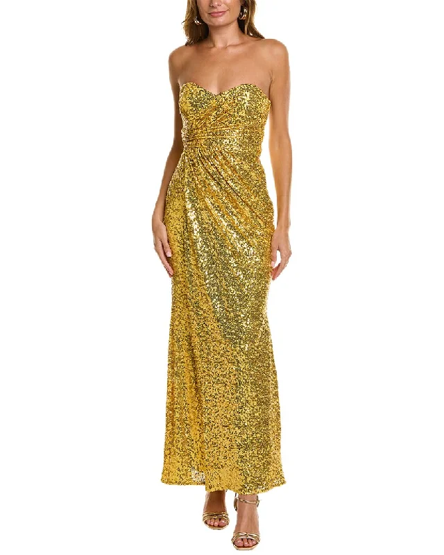 Badgley Mischka Sequined Strapless Gown Lush Sequin Dress