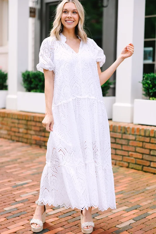 Just Hold On White Eyelet Midi Dress Midi Skirt Trend