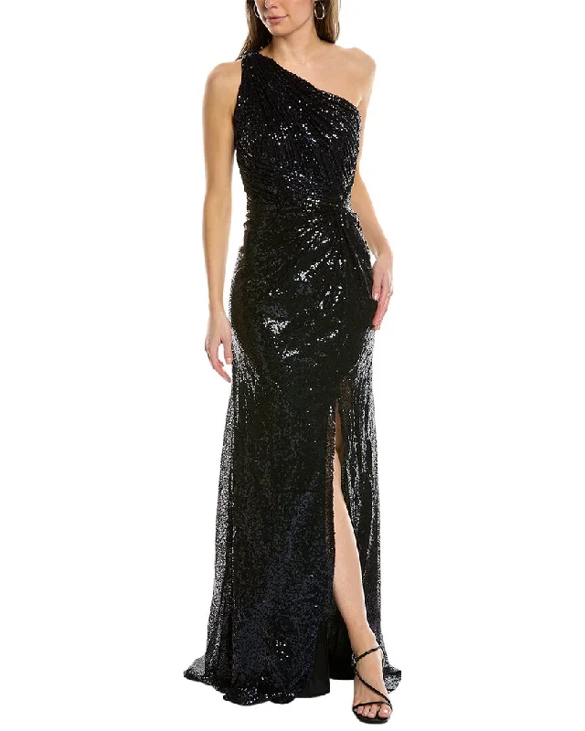 Rene by Rene Ruiz Collection One-Shoulder Sequin Gown Blue Sequin Dress