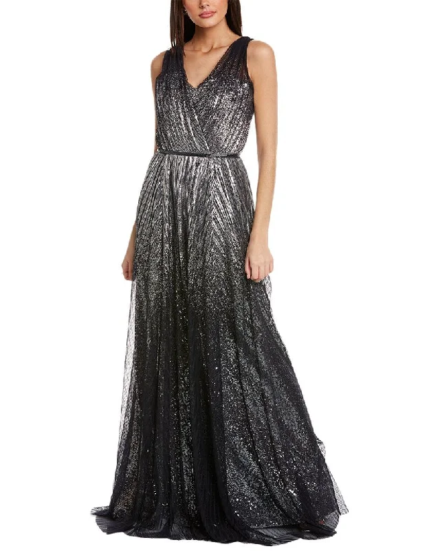 Rene Ruiz Metallic Tulle & Sequin Gown Pink Sequin Dress