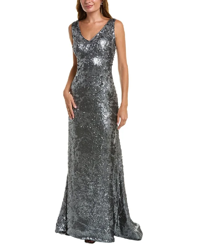 Rene Ruiz Sequin Gown Gold Sequin Dress