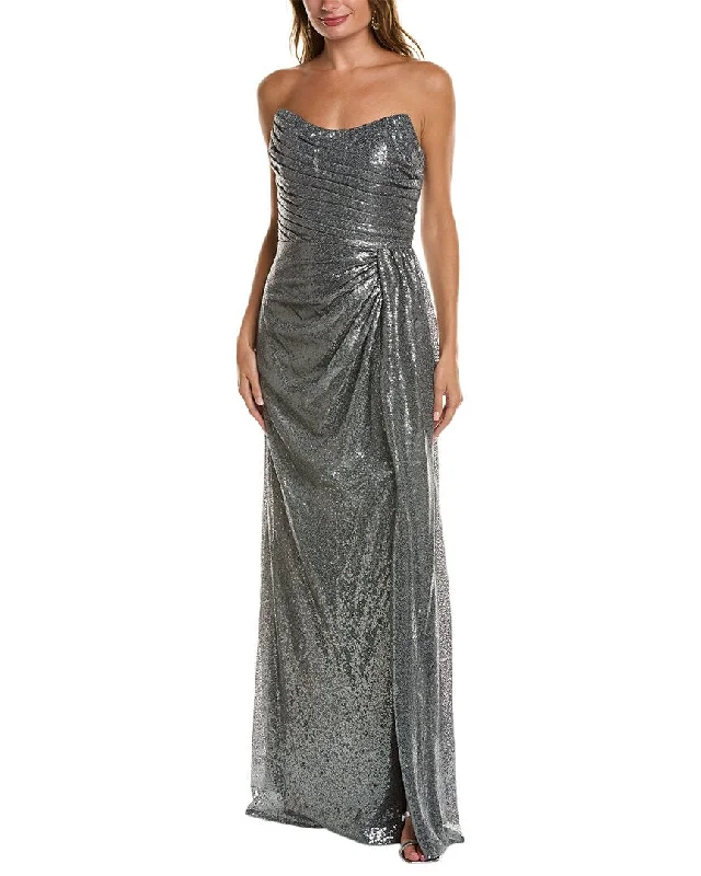 Rene Ruiz Strapless Sequin Draped Gown Sequin A-line Dress