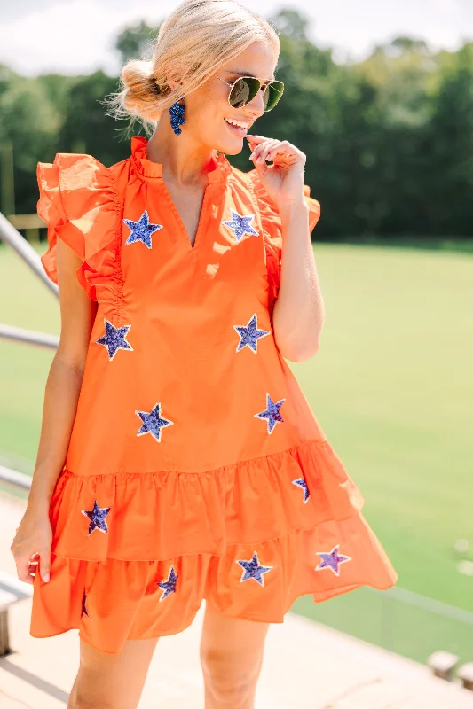 Star Of The Show Orange Sequined Dress Sequin Dress Fit