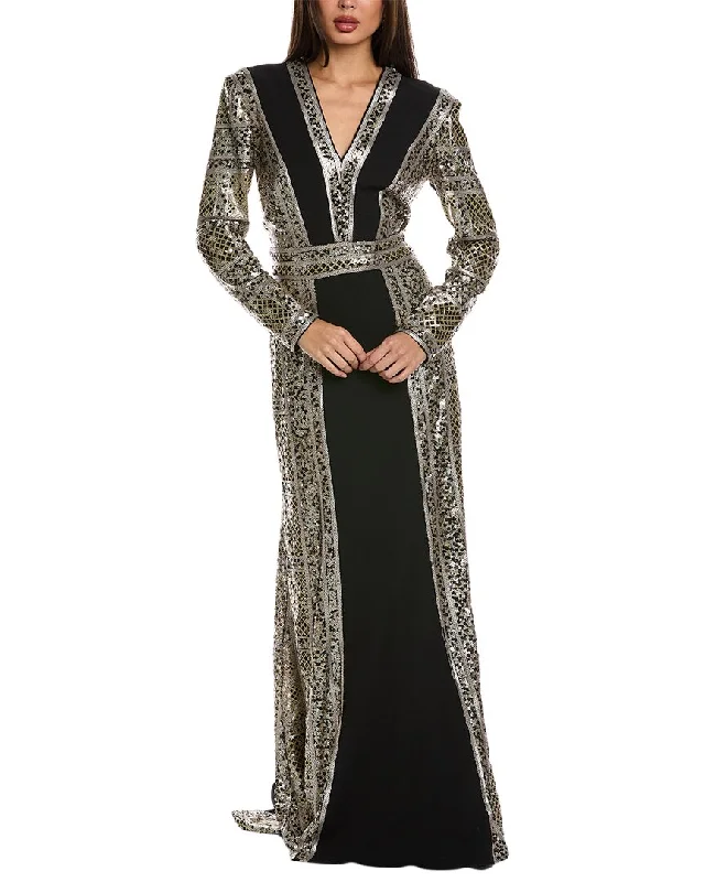 Tadashi Shoji Sequin Gown Metallic Sequin Dress