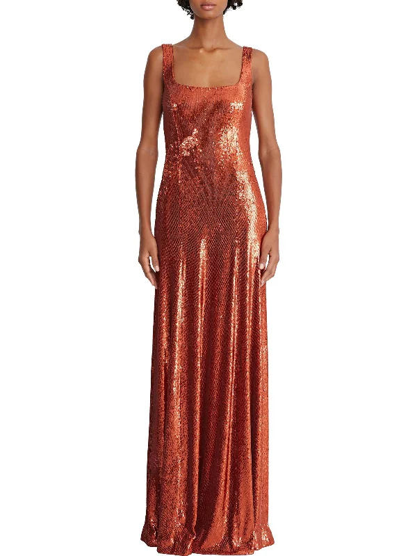 Victoria Womens Sequined Tank Evening Dress Strapless Sequin Dress