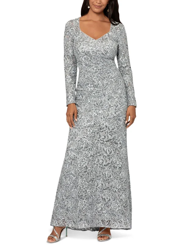 Womens Lace Sequined Evening Dress Sequin Dress Shine