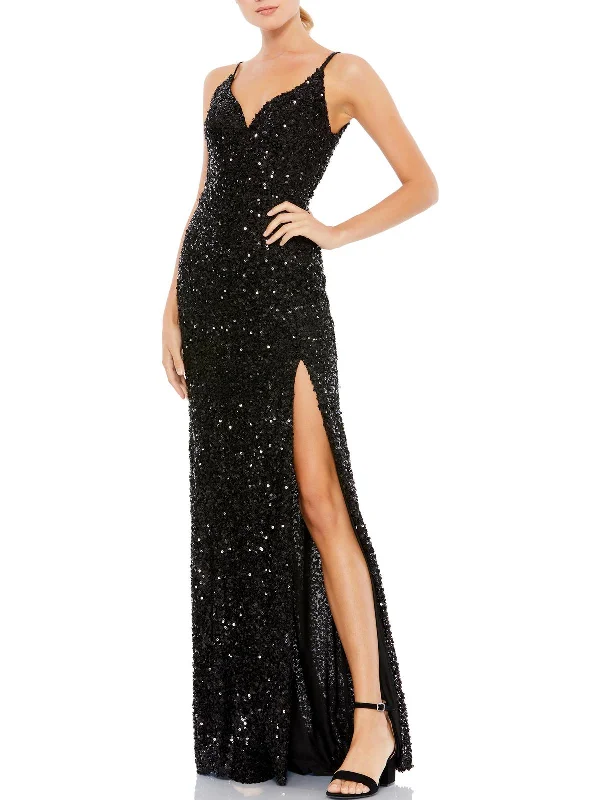 Womens Metallic Sequin Evening Dress Sequin Lace Dress