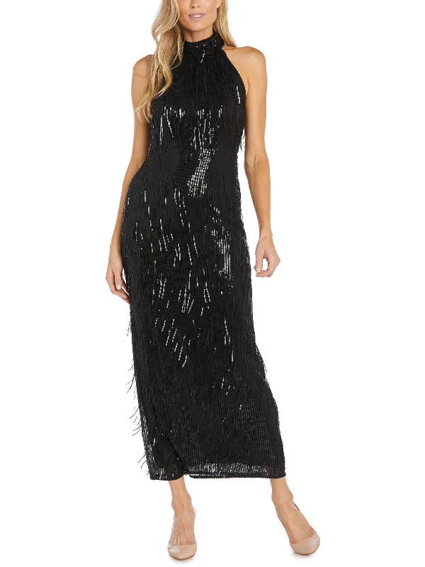 Womens Sequined Halter Evening Dress Stylish Sequin Dress