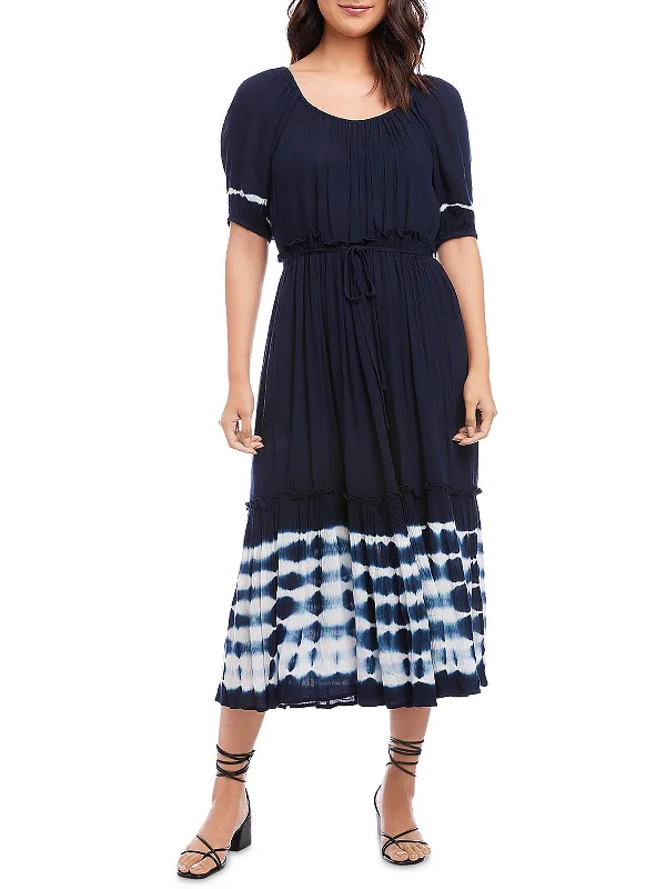 Womens Tie-Dye Long Midi Dress Midi Skirt with Pockets