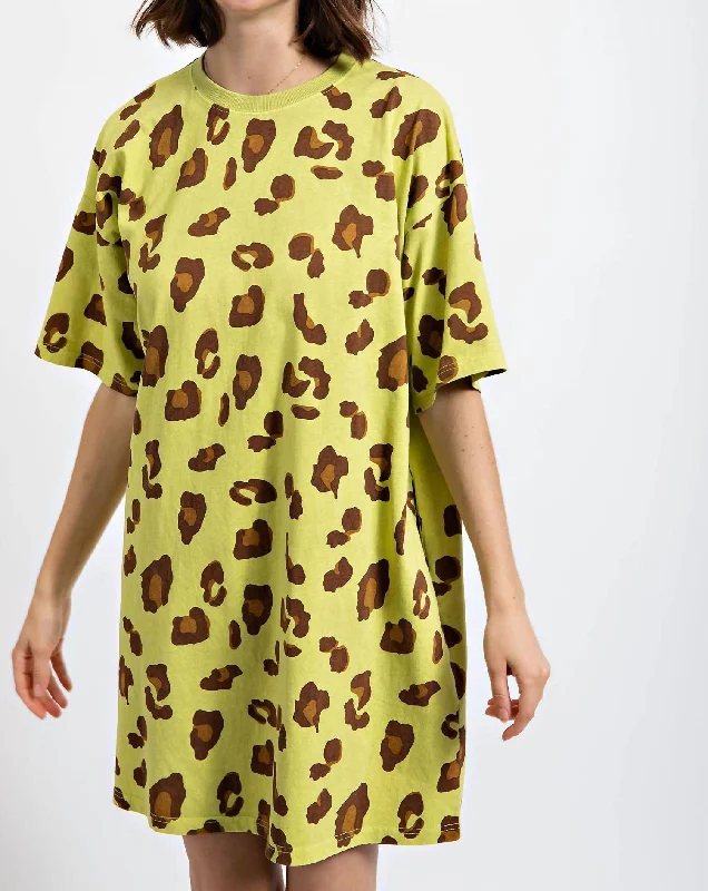 Cheetah-Lious T-Shirt Dress In Pineapple Light Shirt Dress