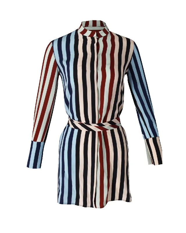 Diane von Furstenberg Striped Shirt Dress in Multicolor Silk Shirt Dress Wrap