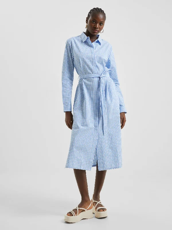 Gingham Button-Through Shirt Dress Printed Button Shirt