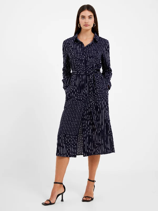 Pinstripe Button Through Shirt Dress Light Shirt Dress