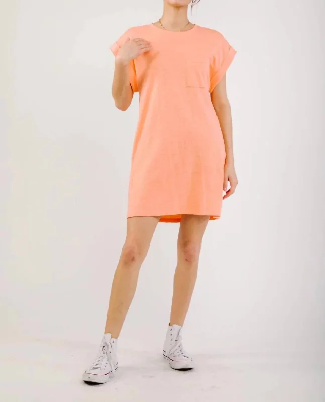 T-Shirt With Pocket Dress In Coral Classic Button Shirt