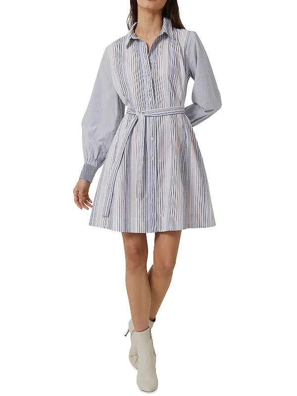 Womens Cotton Above Knee Shirtdress Elegant Shirt Dress