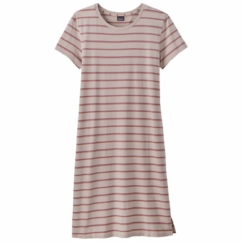 Women's Regenerative Organic Certified Cotton T-Shirt Dress In Sunset Stripe,shroom Taupe Comfy Shirt Dress